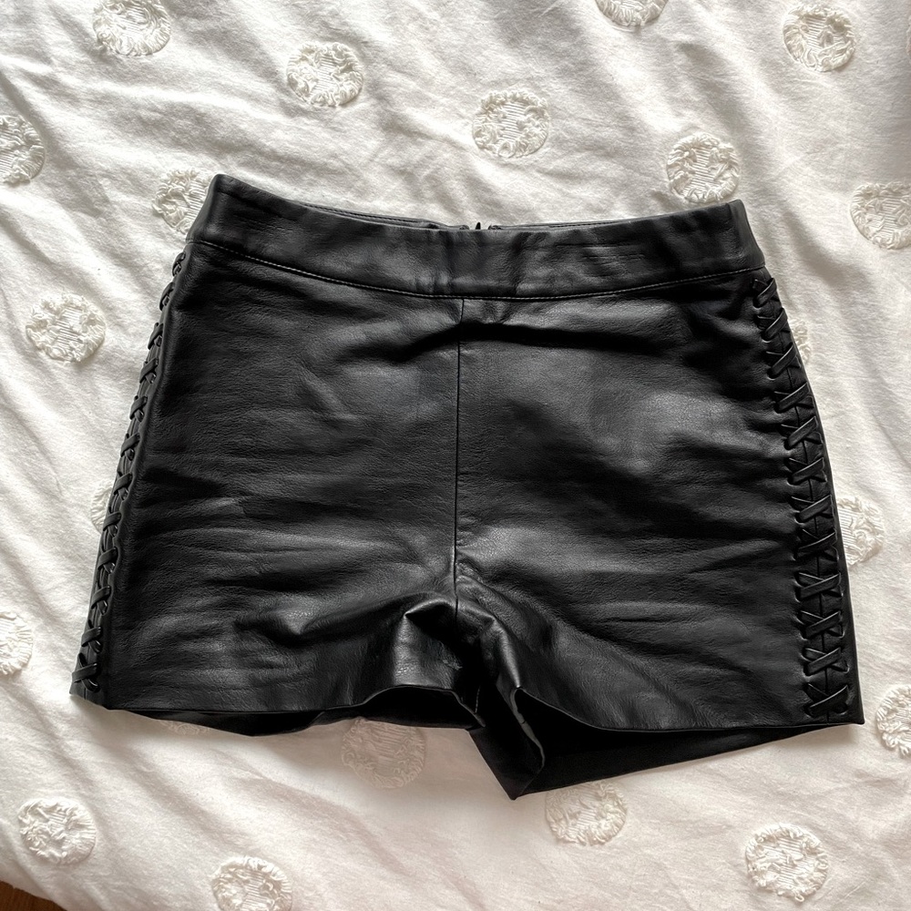 topshop leather shorts